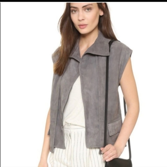 Vince, Cap Sleeve Nubuck Genuine Suede Leather‎ Vest , Size Small - Picture 3 of 13